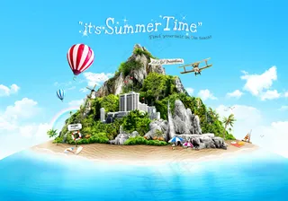 海洋海岛旅游风光PSD素材