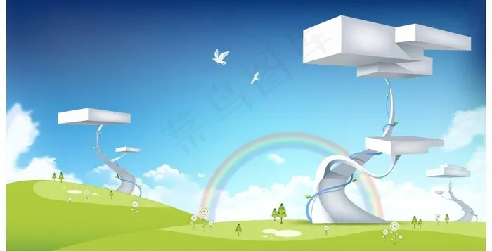 梦幻风景ai矢量模版下载