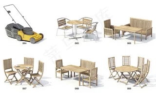户外桌椅模型