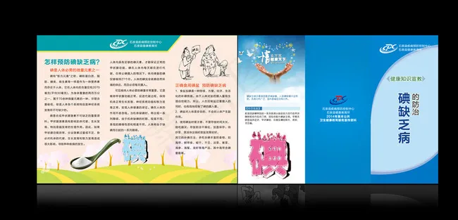 碘缺乏病知识折页图片psd模版下载