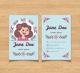 美丽女子商务名片矢量素材