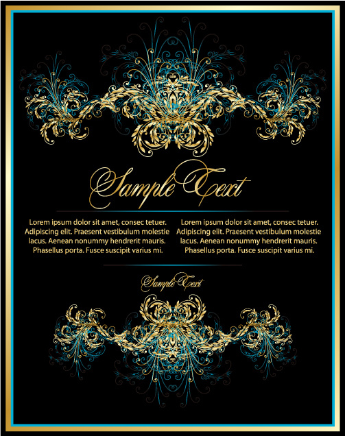 黑色金边经典欧式花纹背景