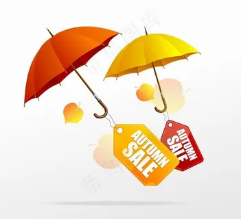 秋天树叶雨伞吊牌图片
