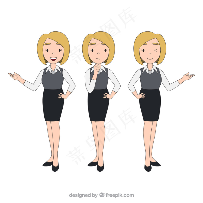 卡通人物扁平化可爱各种职业矢量素材