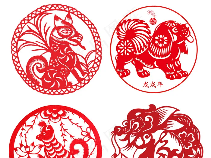 2018春节狗年新年剪纸设计素材P...psd模版下载