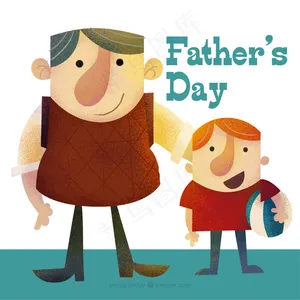 父亲与他的儿子可爱的老式卡