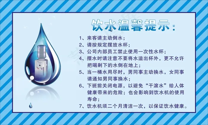 饮水温馨提示cdr矢量模版下载