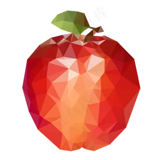 苹果lowpoly风格免抠