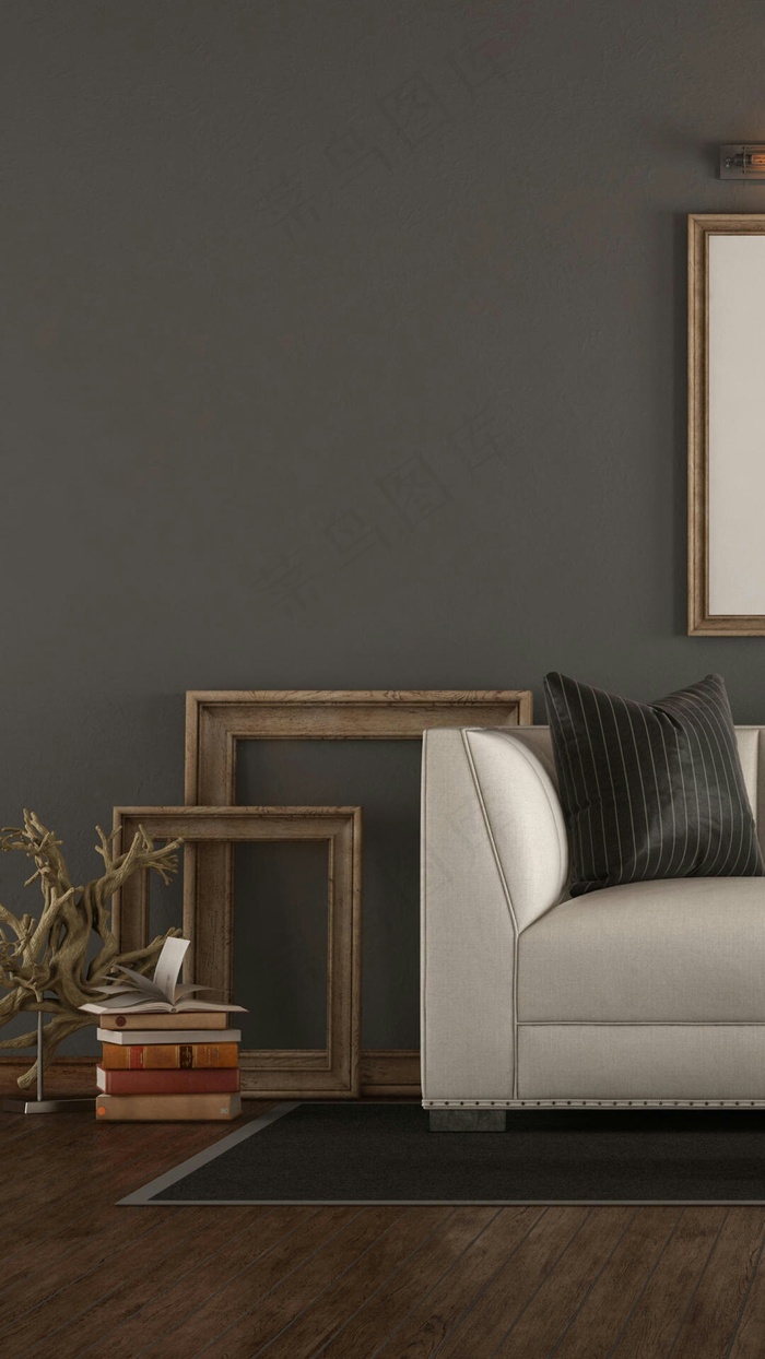 沙发与相框高清摄影图片