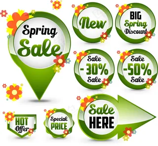 创造性的春季销售图标标签矢量素材0...