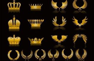 金色的小麦冠矢量剪辑的翅膀