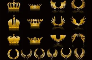 金色的小麦冠矢量剪辑的翅膀