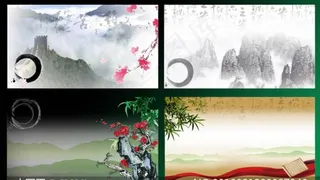 中国风水墨山水名片背景