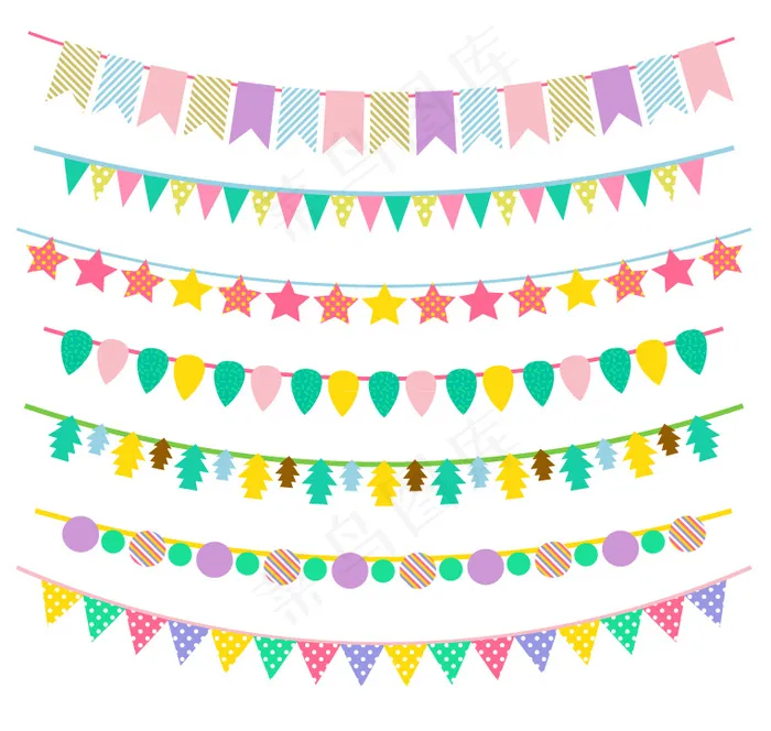 7款清新节日吊旗设计矢量素材ai矢量模版下载