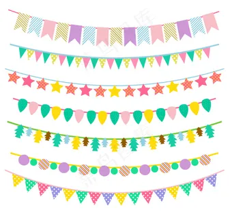 7款清新节日吊旗设计矢量素材