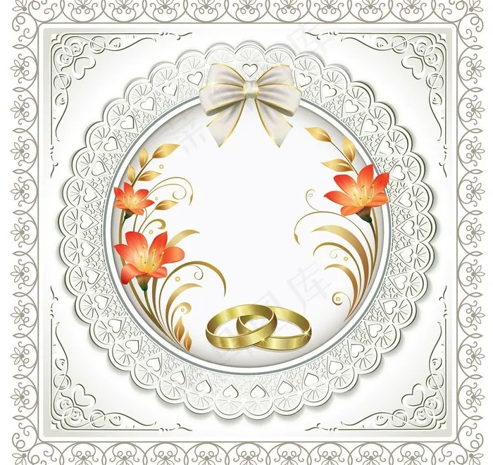 婚礼邀请卡图片ai矢量模版下载