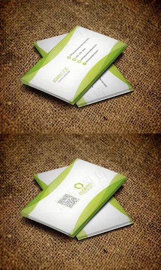 绿色清新简约环保名片模板