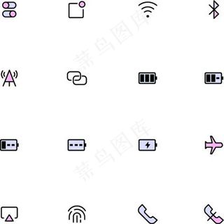 16个手机连接的矢量图标