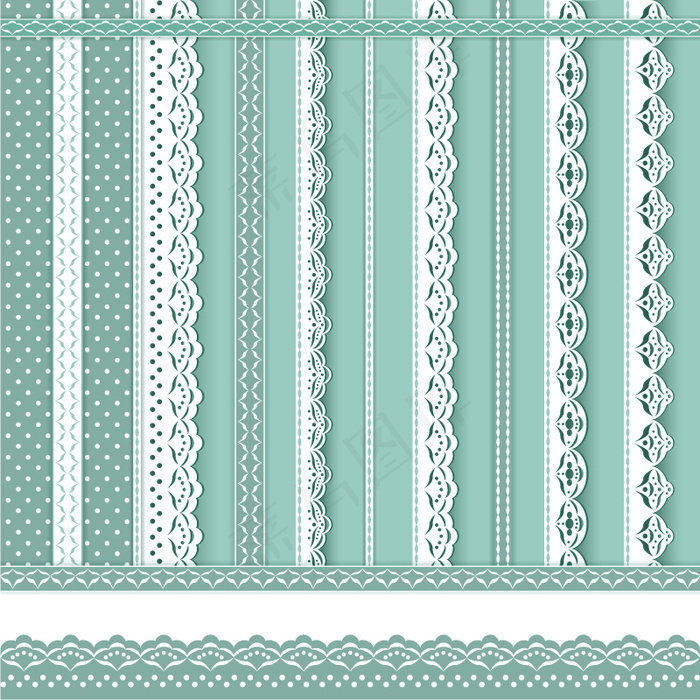 9款白色蕾丝花边矢量素材