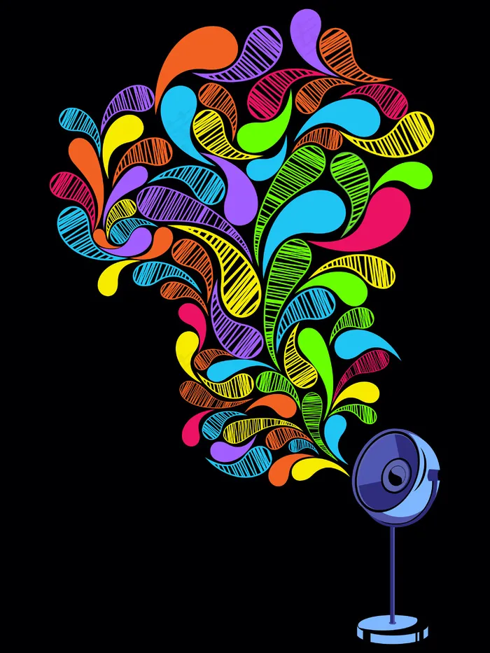 丰富多彩的艺术品装饰的扬声器的背景eps,ai矢量模版下载