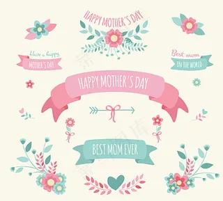 清新母亲节元素矢量图图片