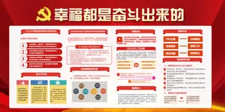 大气红色幸福都是奋斗的展板素材