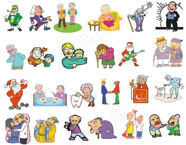 老人矢量图 卡通老人