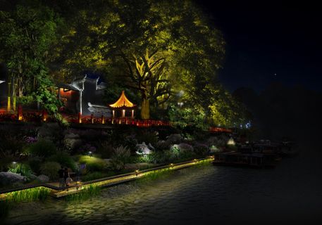 河岸夜景亮化效果图
