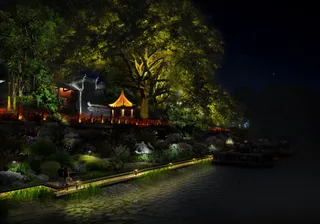 河岸夜景亮化效果图