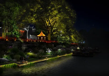 河岸夜景亮化效果图 河岸夜景亮化效果图