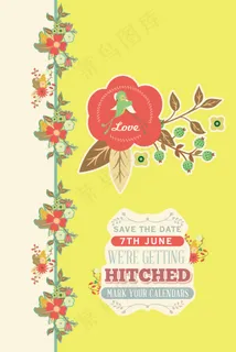 唯美手绘花卉婚礼邀请卡