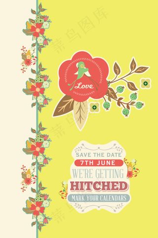 唯美手绘花卉婚礼邀请卡