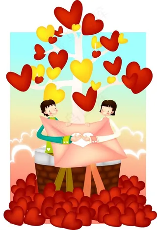 爱心树下的情侣