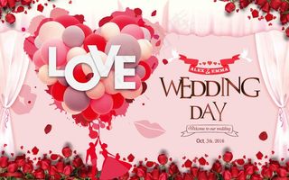 原创浪漫婚礼背景板