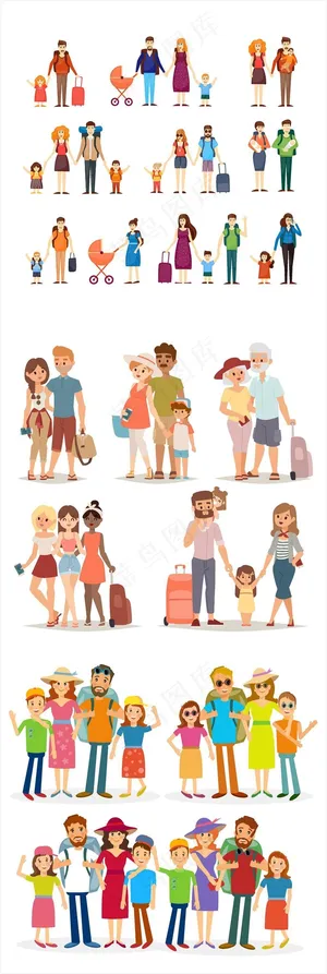 手绘卡通一家人形象