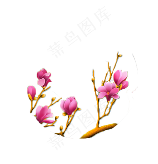 唯美水彩手绘玉兰花PNG免扣设计素...