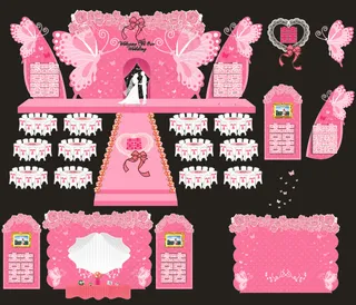 卡通梦幻蝴蝶主题婚礼设计源文件素材