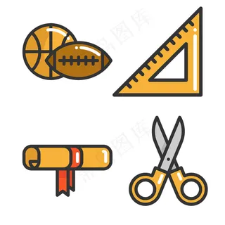 扁平手绘教育icon图标