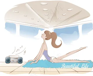 卡通女士瑜伽素材