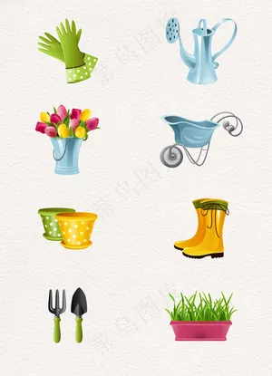 手绘彩色园艺图案设计