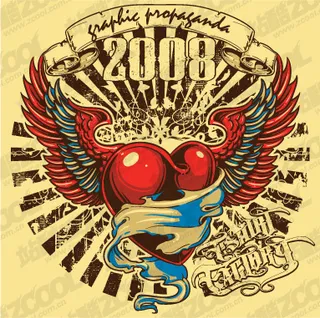 翅膀心形t-shirt图案