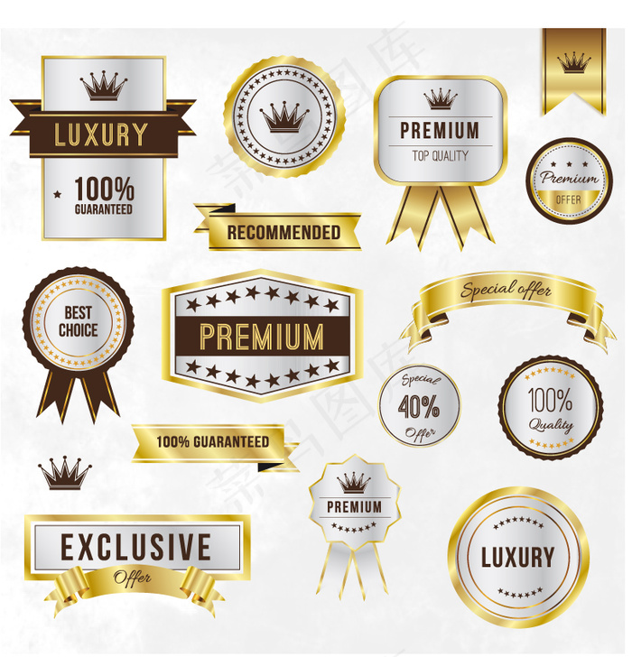 金色啤酒丝带标签图片