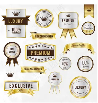 金色啤酒丝带标签图片