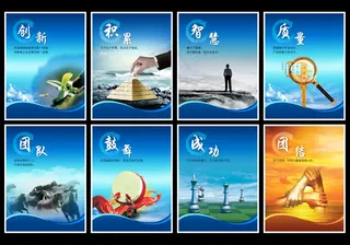 全套企业文化展板海报PSD下载