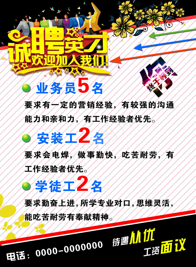 招聘海报psd模版下载