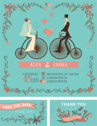 浪漫婚礼邀请卡设计图片