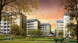 小区黄昏建筑psd效果图