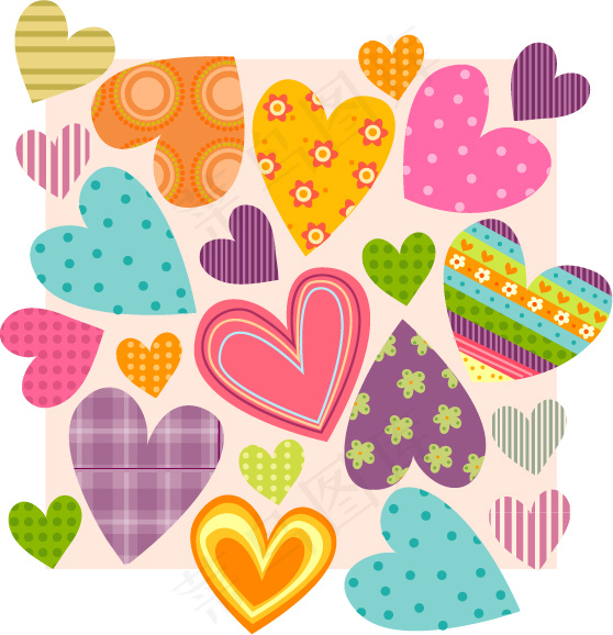 矢量绚丽心形彩色背景