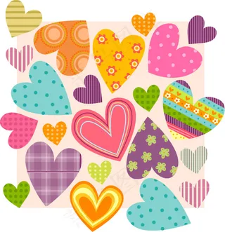 矢量绚丽心形彩色背景