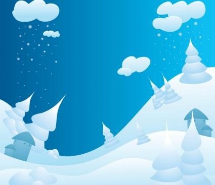 多雪的冬季景观ai矢量模版下载